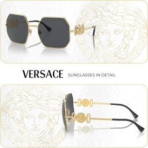 🆓 Shipping Authentic VERSACE VE2248 Medusa Gold Sunglasses w/ Hard Case NWOT
